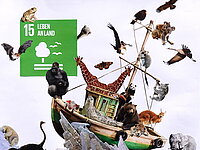 Künstlerische Darstellung des SDG Nr.15 "Leben an Land"